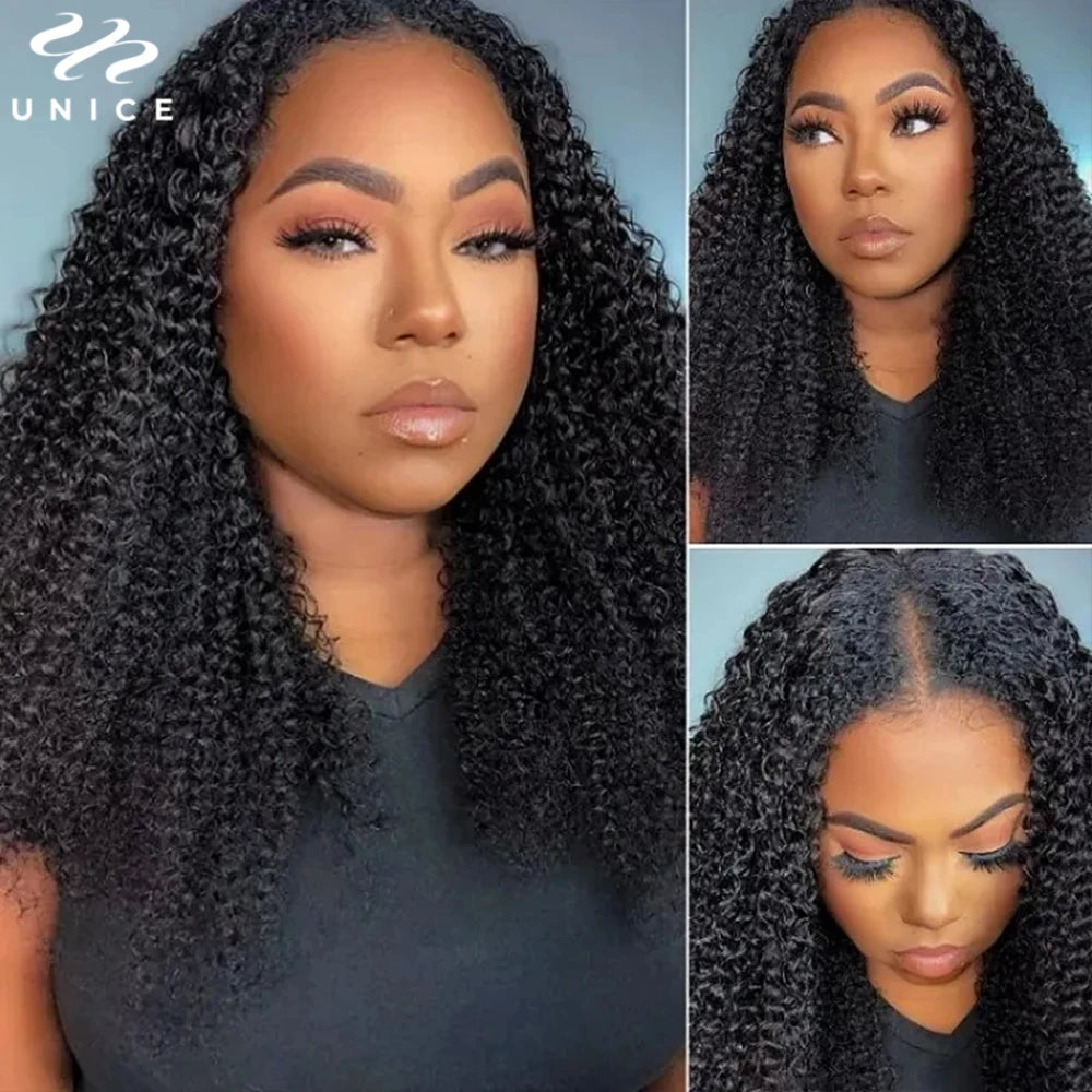 Kinky Curly V-Part Parykk Ekte Hår