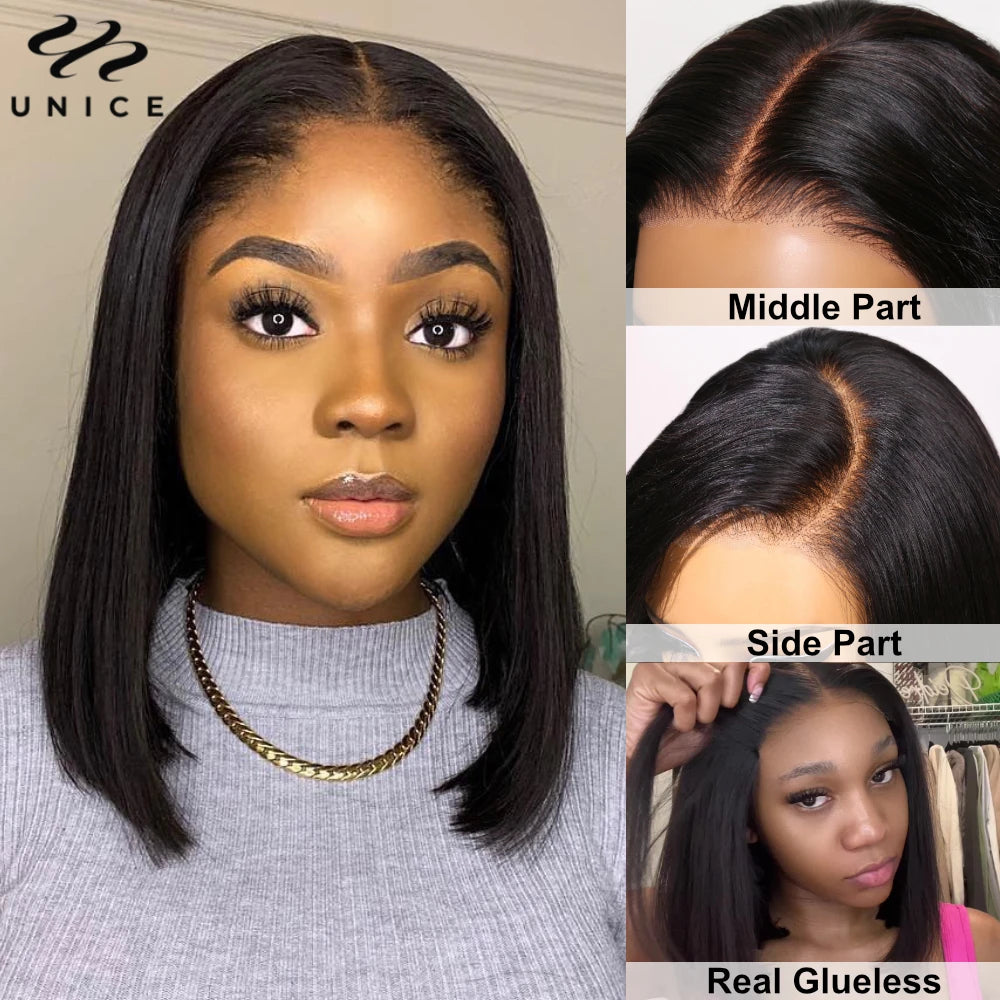 Bye-Bye Knot Bob Parykk – Ferdigklipt Blondelukking uten Lim