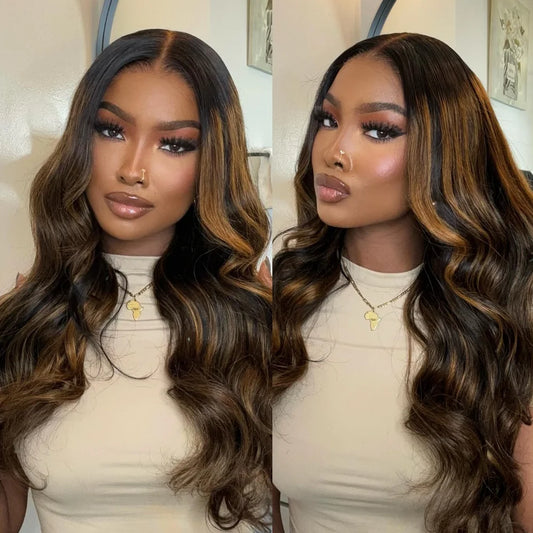 7x5 Glueless Brun Balayage Body Wave Parykk