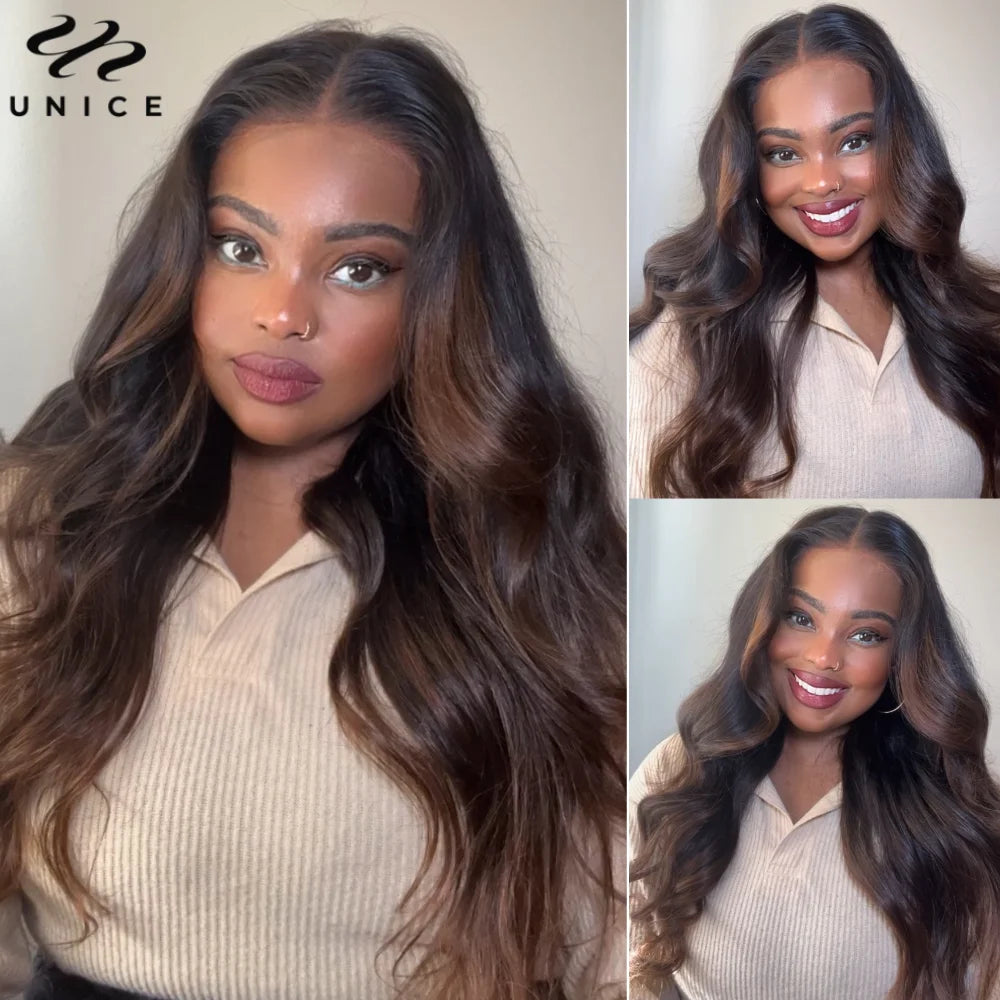 Unice Ombre Brun Body Wave Hårbunter