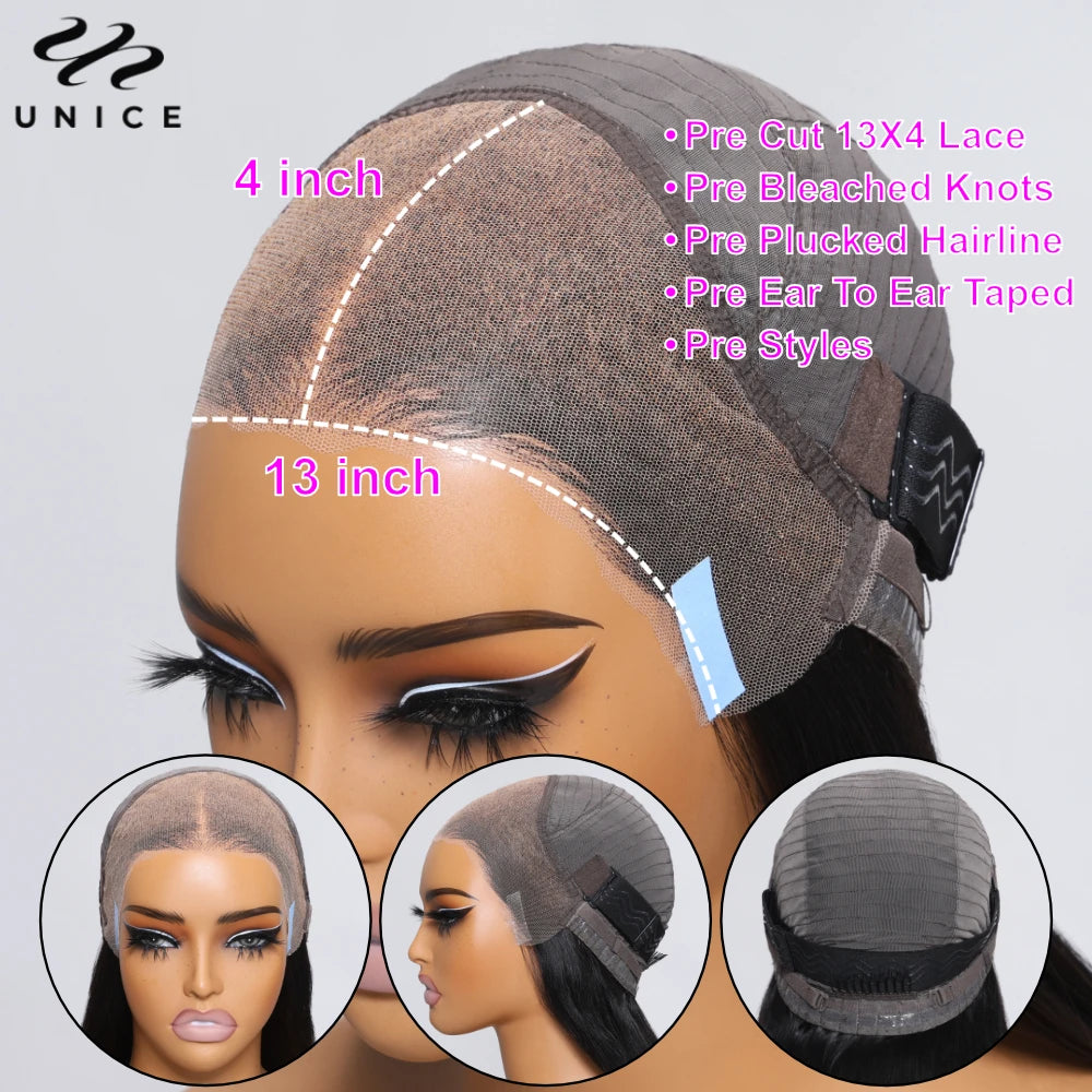 13x4 Frontalt Parykk i Menneskehår Bølget Blondefront