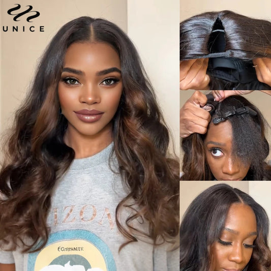 Ombre Body Wave V Part Wig 100% Human Hair