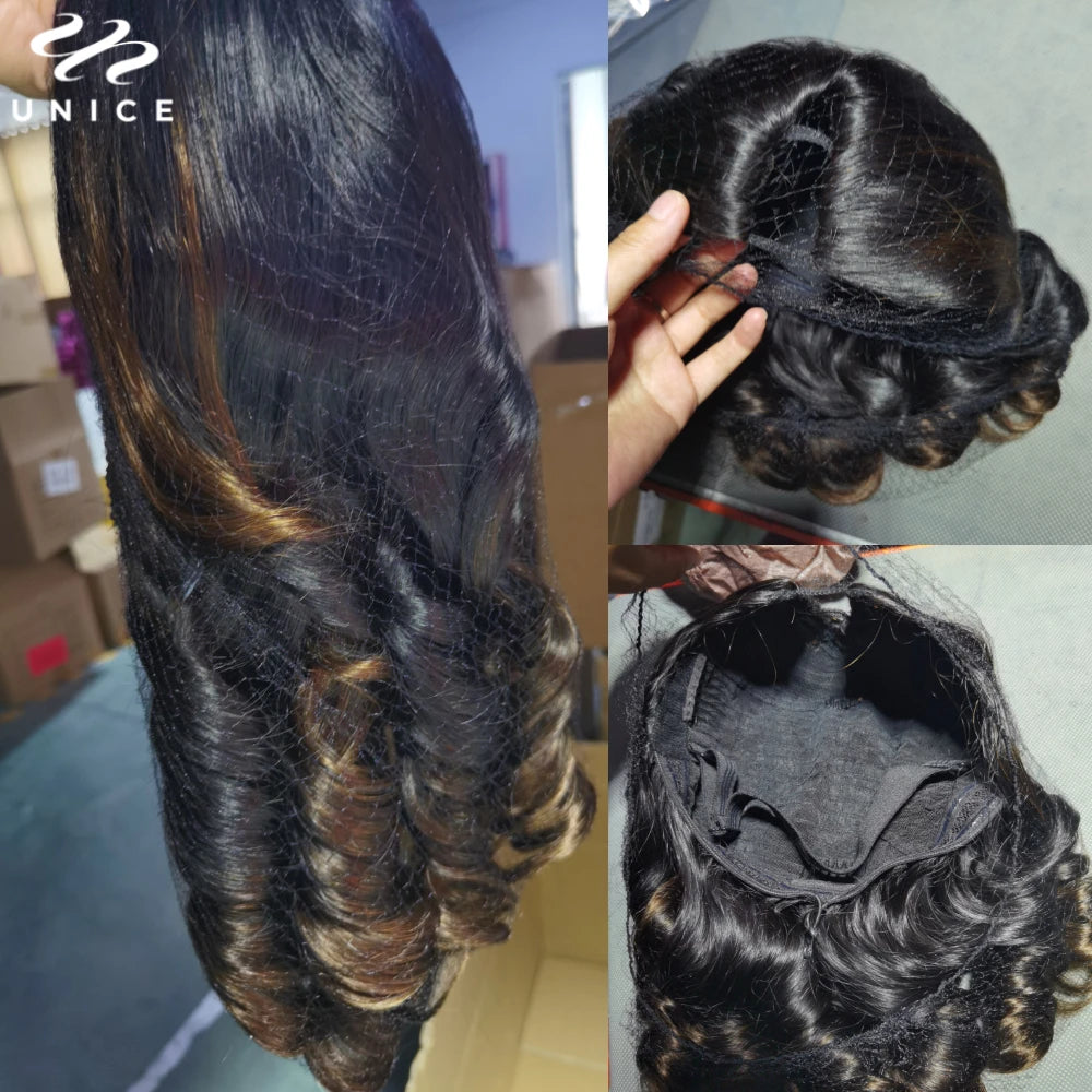 Ombre Body Wave V Part Wig 100% Human Hair