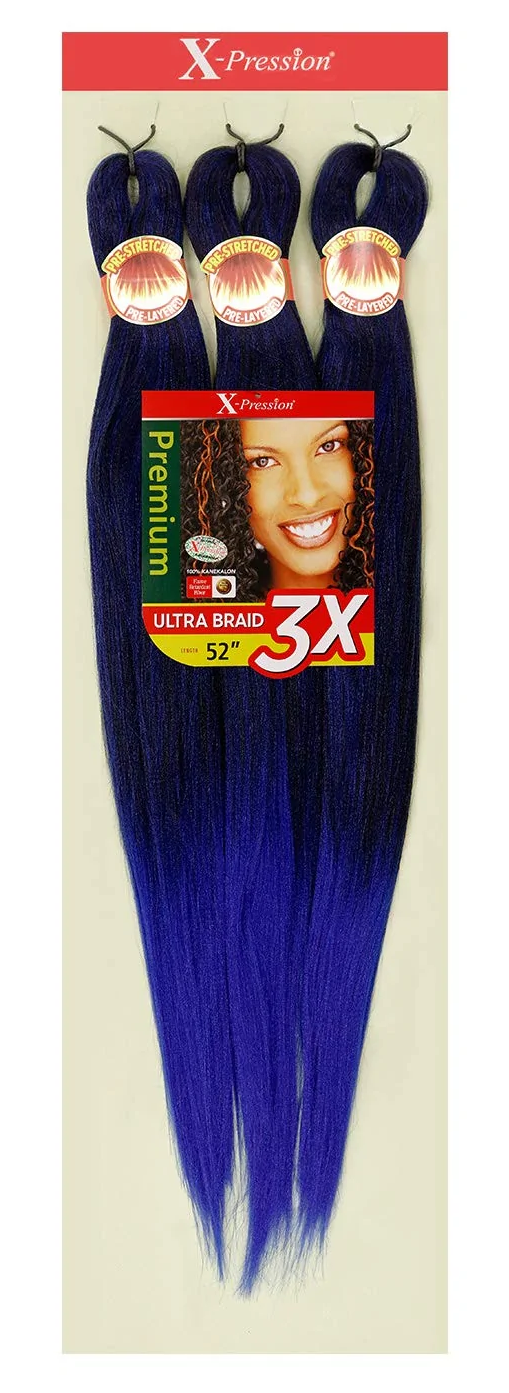 1B Blue - Outre X-Pression 3X- Forhåndsstrukket flettehår - 52"