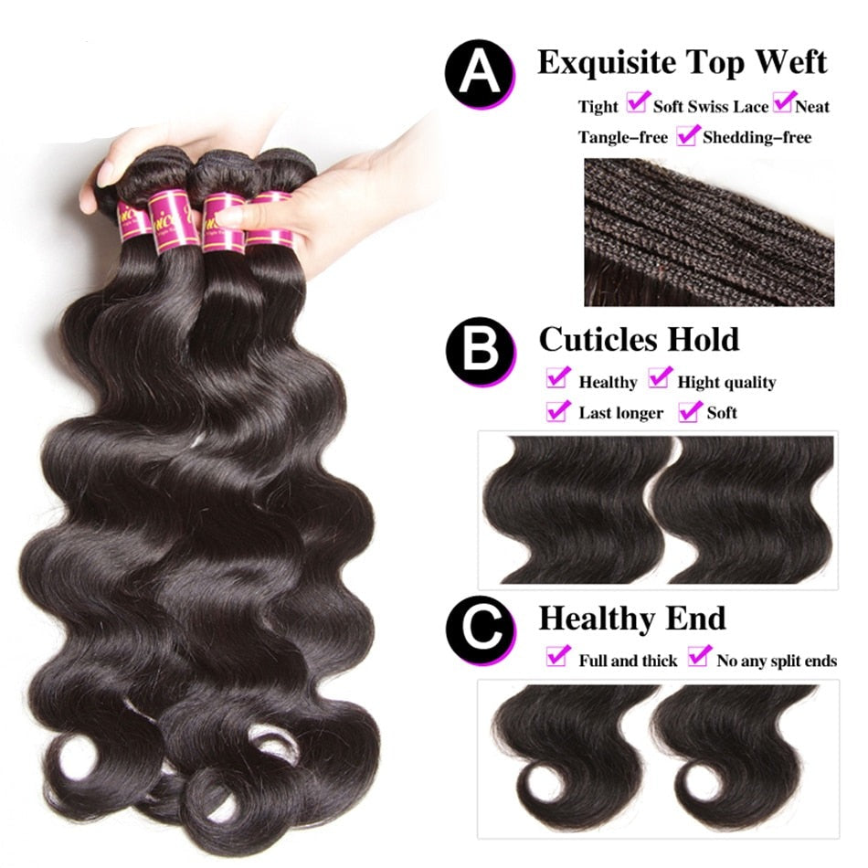 Body Wave Brazilian 100% Virgin  Human Hair Bundles
